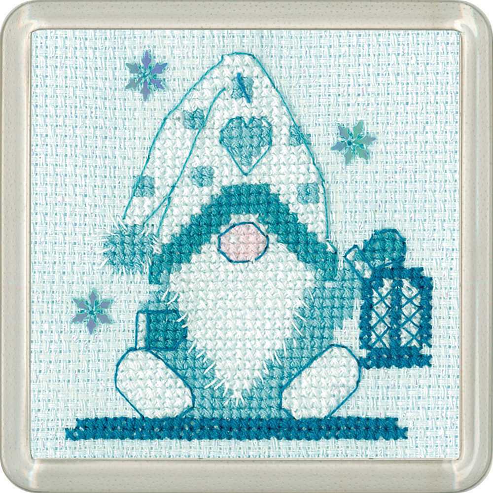 Frosted Gonk Lantern Cross Stitch COASTER Kit Heritage Crafts