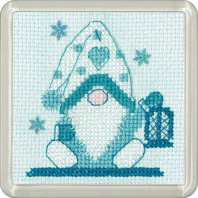 Frosted Gonk Lantern Cross Stitch COASTER Kit Heritage Crafts