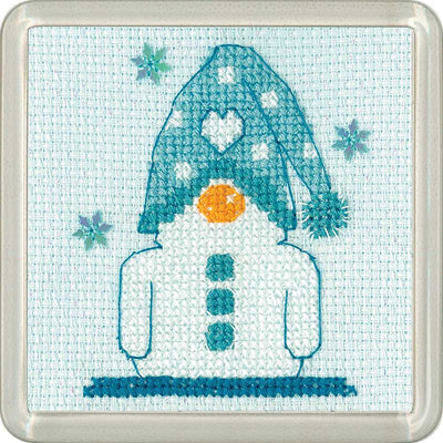 Frosted Gonk Snowman Cross Stitch COASTER Kit Heritage Crafts