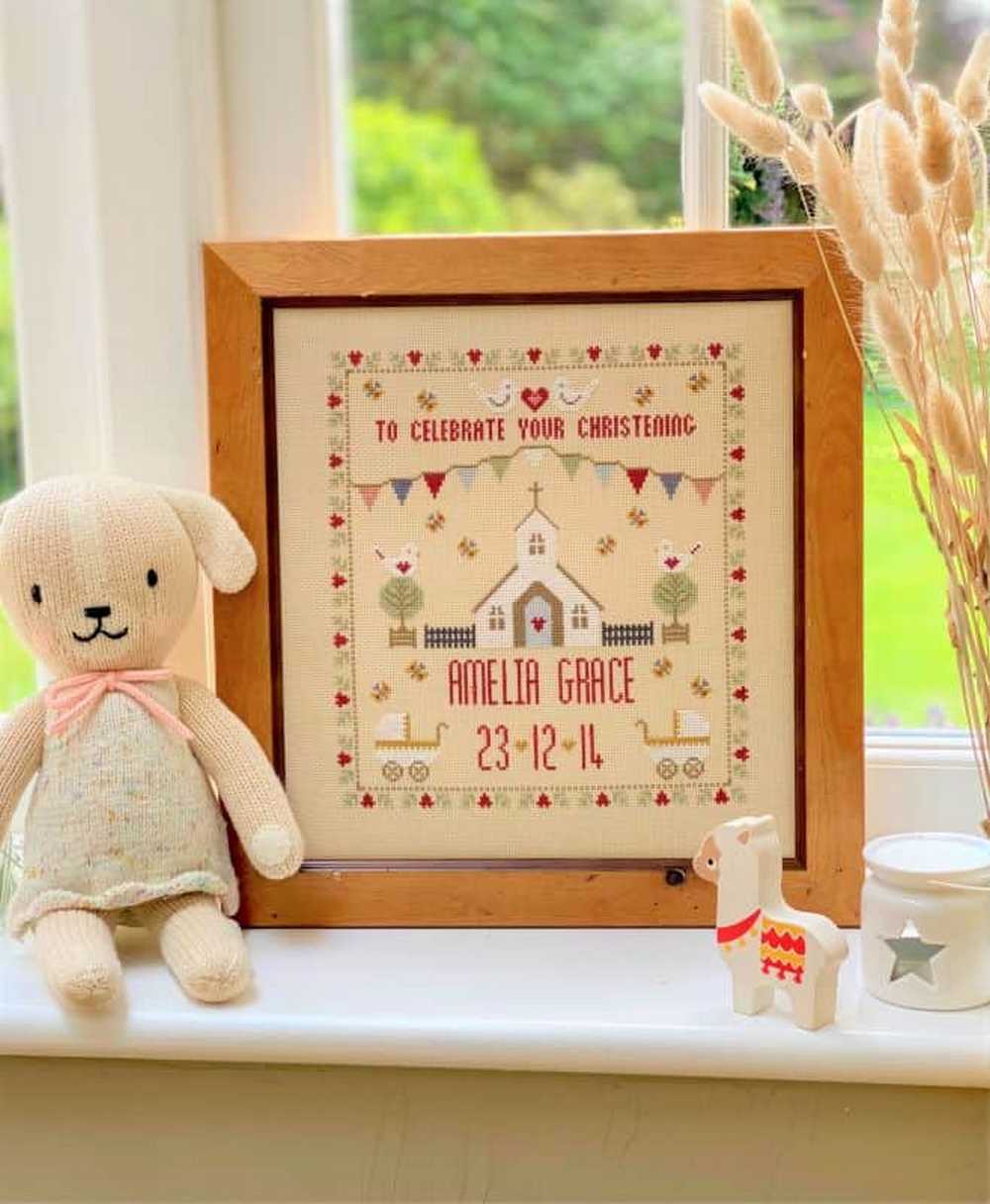 Christening Sampler Cross Stitch Kit Historical Sampler Co