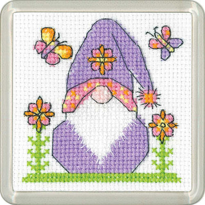 Flowers Gonk COASTER Cross Stitch Kit - Heritage Crafts