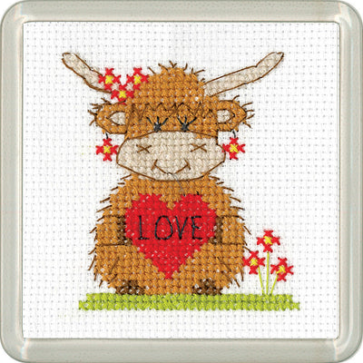Highland Love COASTER Cross Stitch Kit - Heritage Crafts