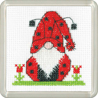 Ladybird Gonk COASTER Cross Stitch Kit - Heritage Crafts