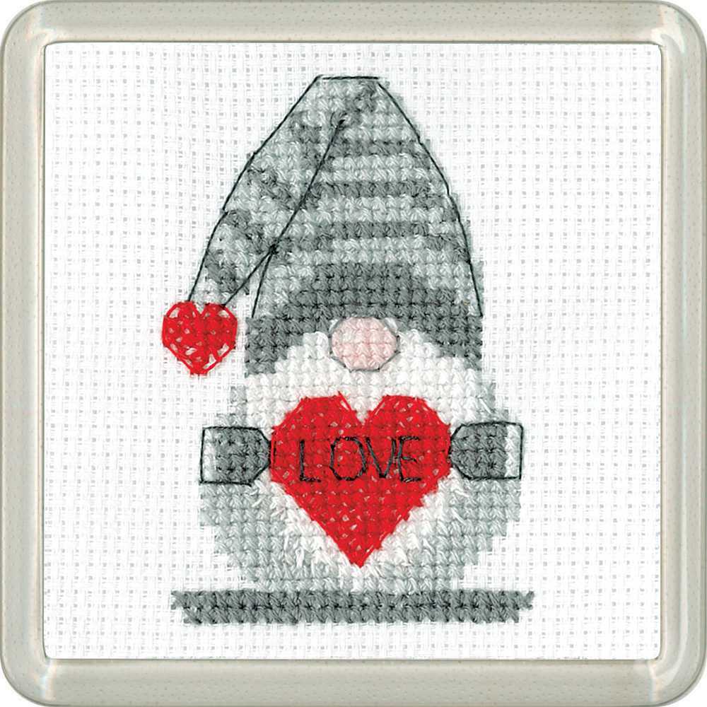 Love Gonk COASTER Cross Stitch Kit - Heritage Crafts