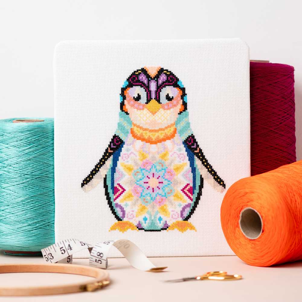 Mandala Penguin Cross Stitch Kit ~ Meloca Designs