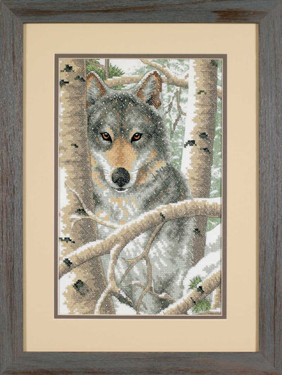 Wintry Wolf Printed Cross Stitch Kit - Dimensions