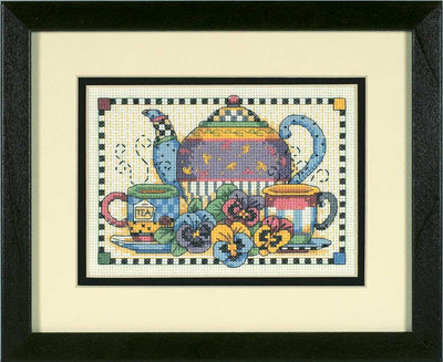 Teatime Pansies Mini Cross Stitch Kit - Dimensions