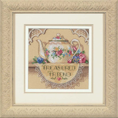 Treasured Friend Teapot Cross Stitch Kit - Dimensions Gold