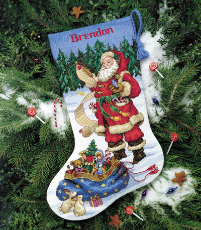 Checking His List Stocking Cross Stitch Kit - Dimensions