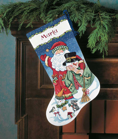 Santa and Snowman Stocking Cross Stitch Kit - Dimensions