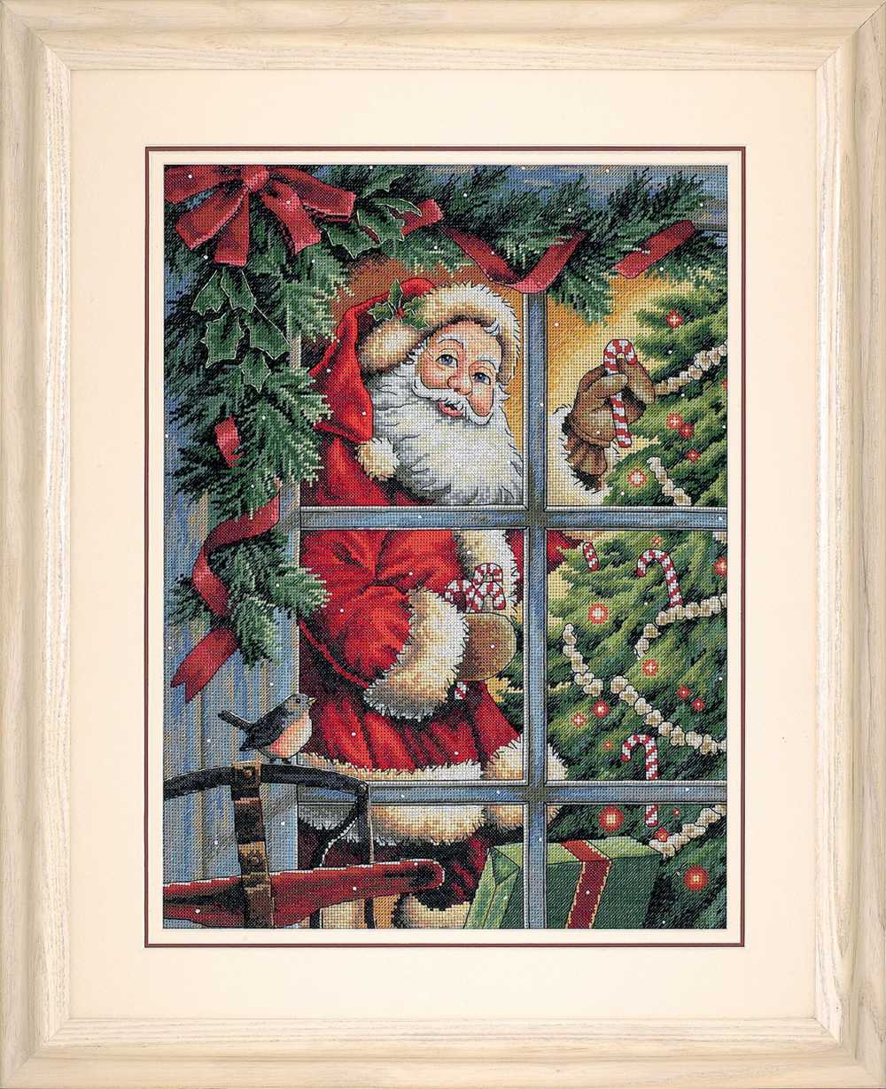 Candy Cane Santa Cross Stitch Kit - Dimensions Gold