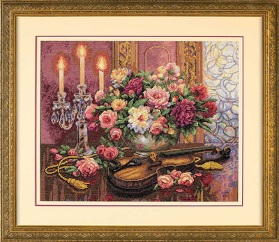 Romantic Floral Cross Stitch Kit - Dimensions Gold