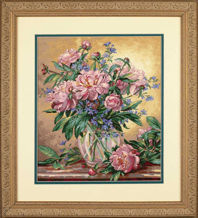 Peonies & Canterbury Bells Cross Stitch Kit - Dimensions Gold