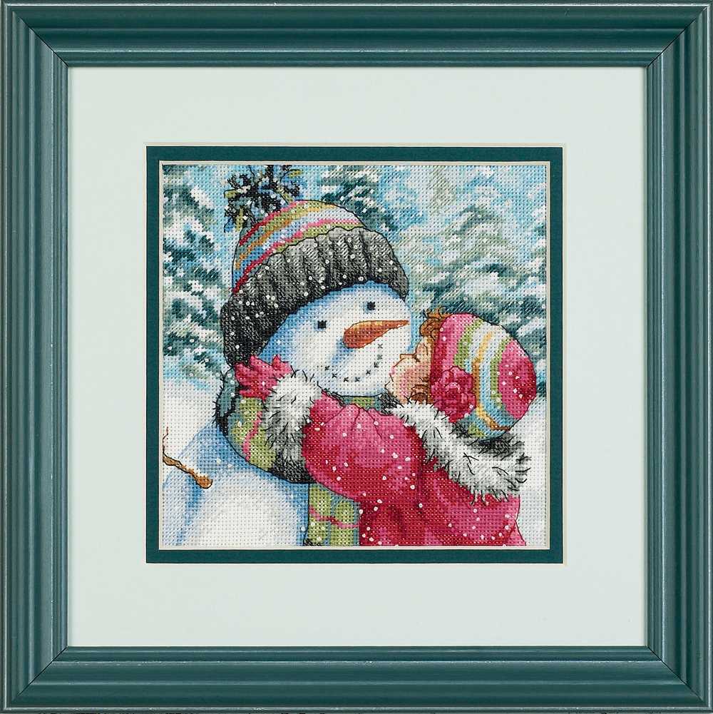 A Kiss for Snowman Cross Stitch Kit - Dimensions Gold