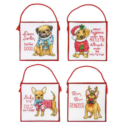 Ornament Set: Christmas Pups Cross Stitch Kit - Dimensions
