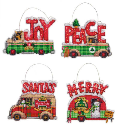 Holiday Truck Ornaments Cross Stitch Kit - Dimensions