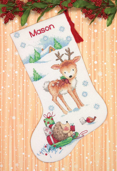 Dimensions Cross Stitch Kit: Reindeer and Hedgehog Stocking