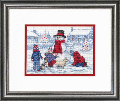 Building a Snowman Cross Stitch Kit Dimensions