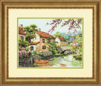 Village Canal Cross Stitch Kit - Dimensions Gold