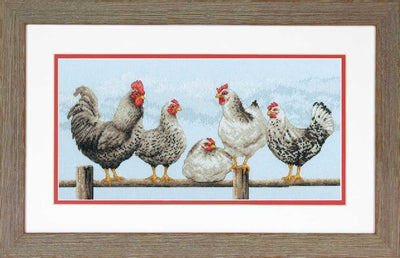 Black and White Hens  Cross Stitch Kit Dimensions