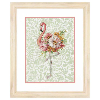 Floral Flamingo Cross Stitch Kit Dimensions