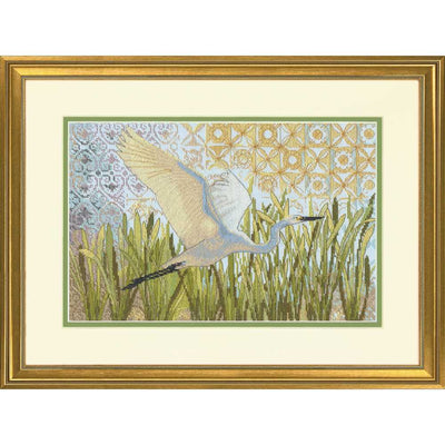 Egret in Flight Cross Stitch Kit Dimensions