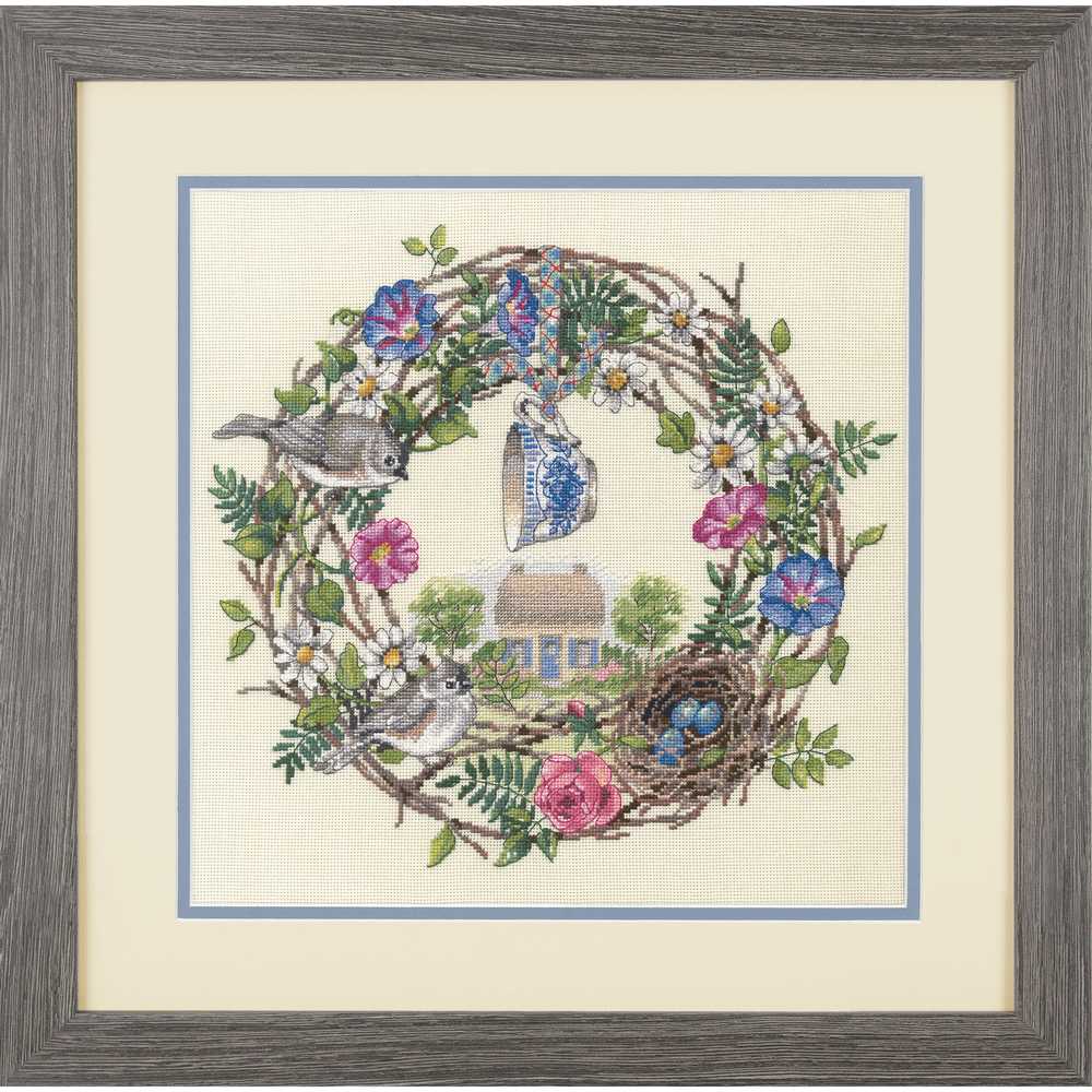Cottage Wreath Cross Stitch Kit - Dimensions Gold