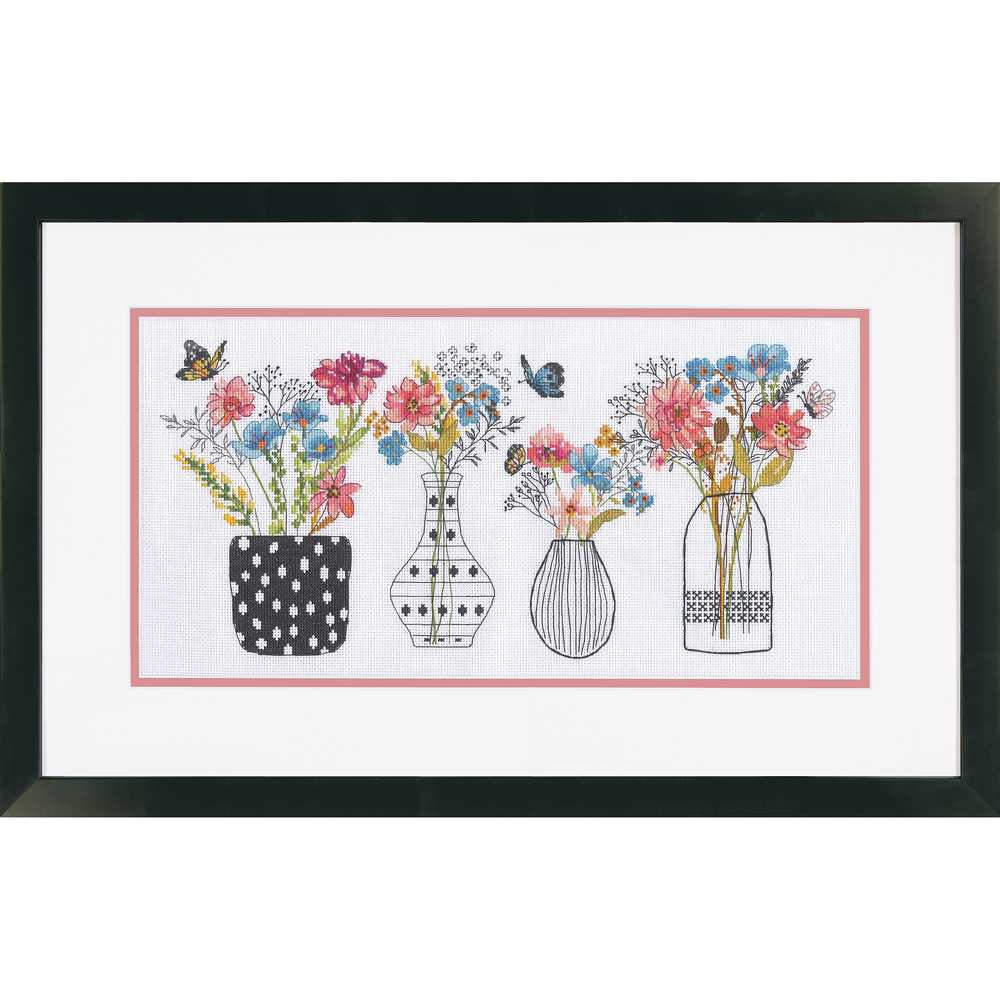 Wildflower Vases Cross Stitch Kit - Dimensions