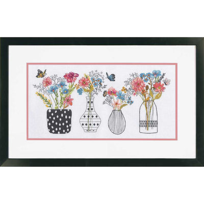 Wildflower Vases Cross Stitch Kit - Dimensions
