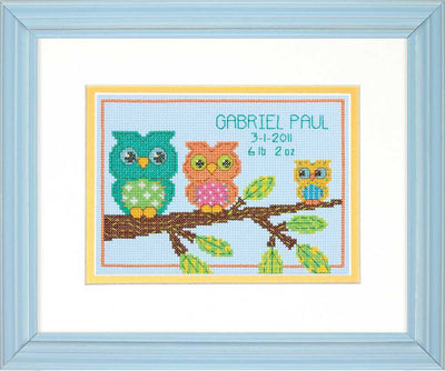 Owl Birth Sampler Cross Stitch Kit - Dimensions