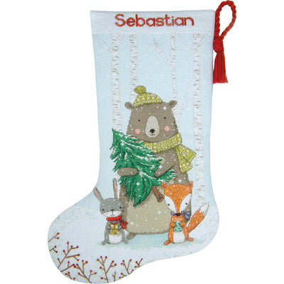 Woodland Animal Stocking Cross Stitch Kit - Dimensions