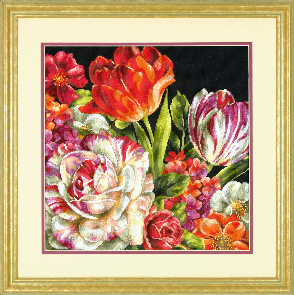 Bouquet On Black Tapestry Kit - Dimensions