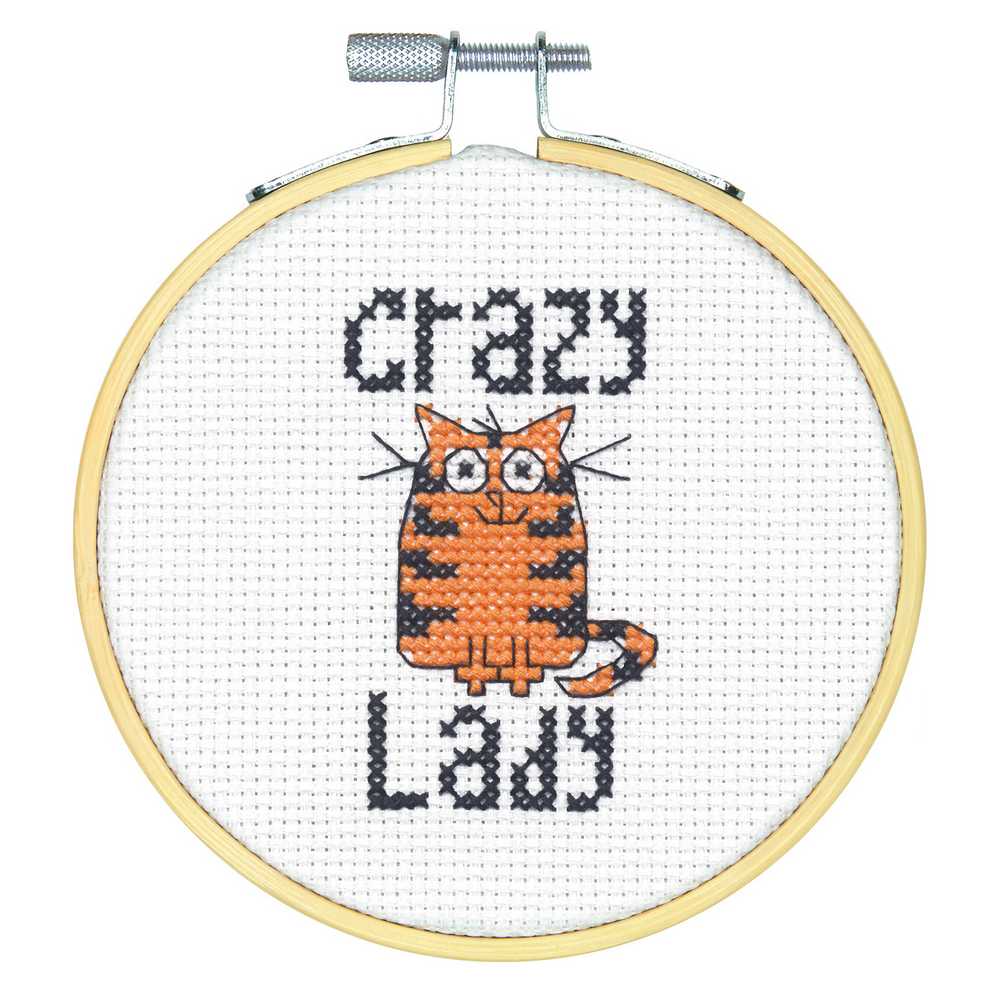 Crazy Cat Lady Cross Stitch Kit with Hoop - Dimensions