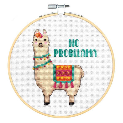 No Probllama Cross Stitch Kit with Hoop - Dimensions