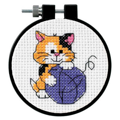 Cute Kitty Cross Stitch Kit with Hoop - Dimensions