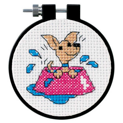 Perky Puppy Cross Stitch Kit with Hoop - Dimensions