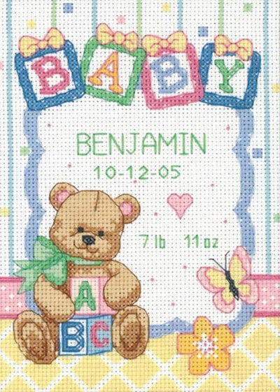 Baby Blocks Birth Sampler Cross Stitch Kit - Dimensions