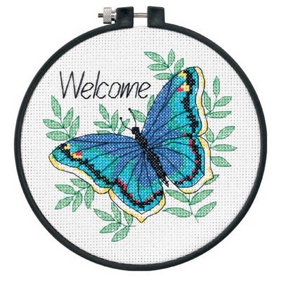 Welcome Butterfly Cross Stitch Kit with Hoop - Dimensions