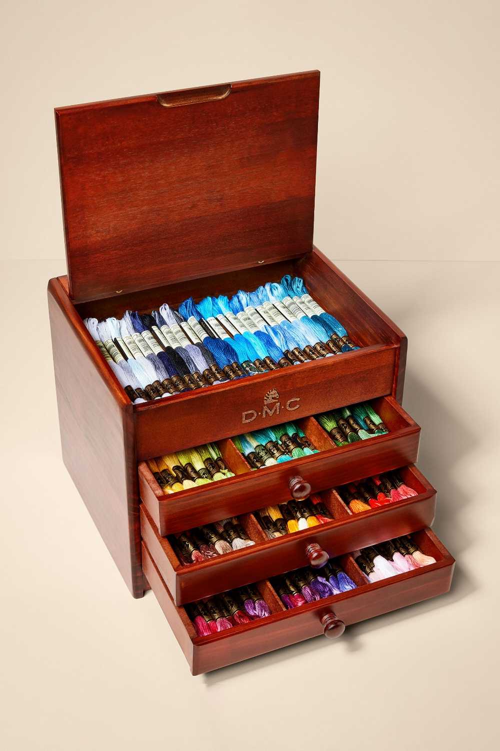 DMC Mini Wooden Collectors Box * £145* with 120 Threads & Free Chart