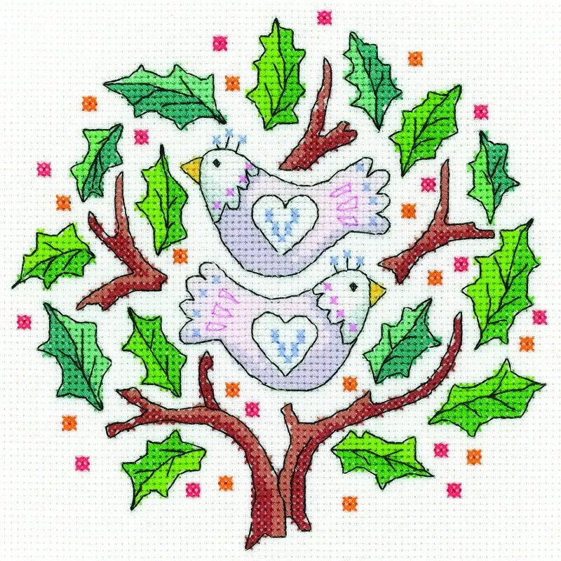 Two Turtle Doves Cross Stitch Kit Heritage Crafts SALE