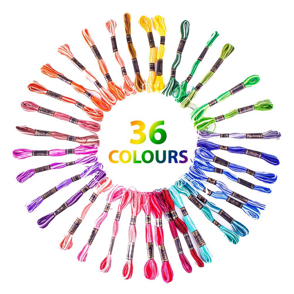 Polyester Variegated Rainbow Thread Skein Pack 36 ~ Trimits