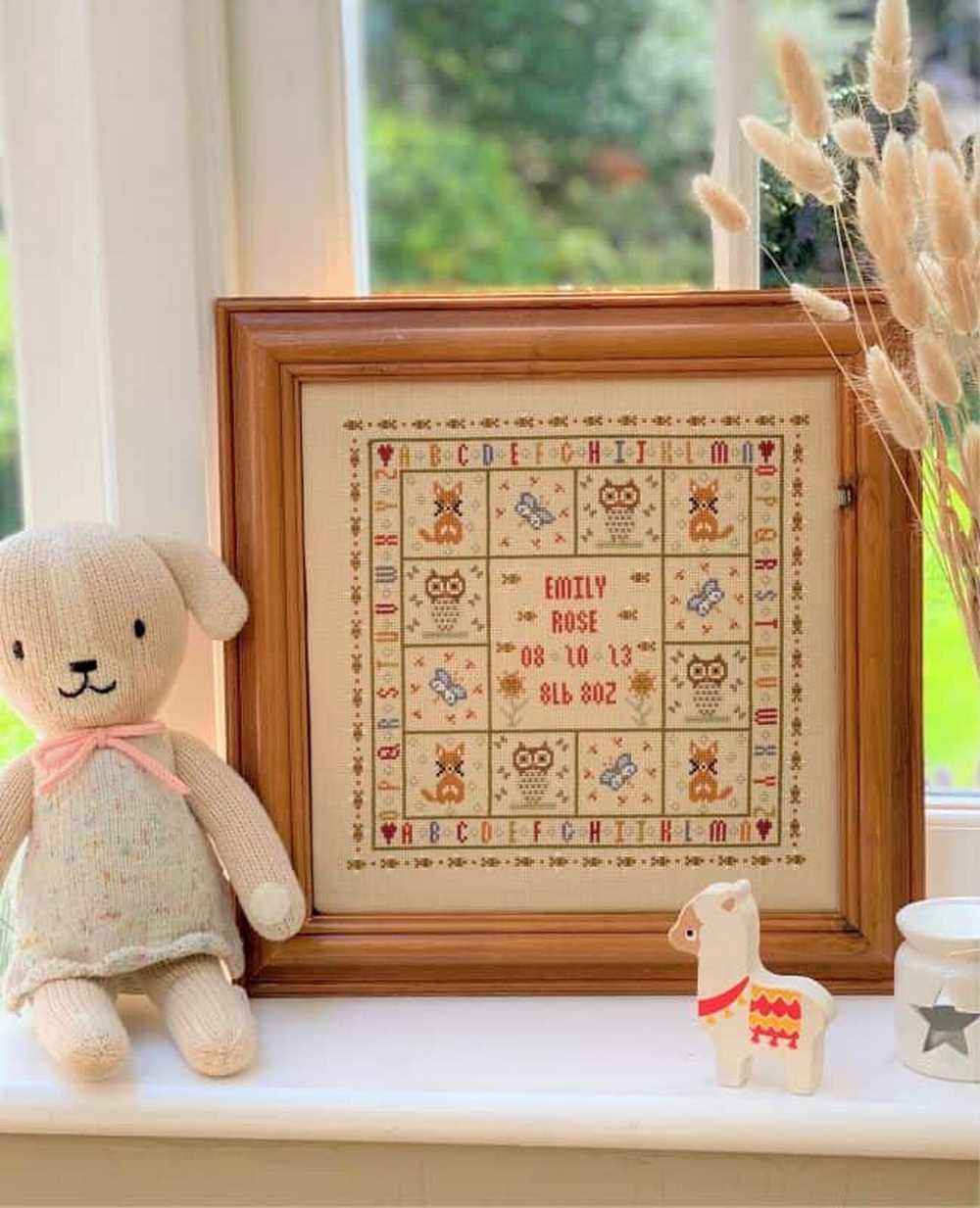 Four Foxes Birth Sampler Cross Stitch Kit Historical Sampler Co
