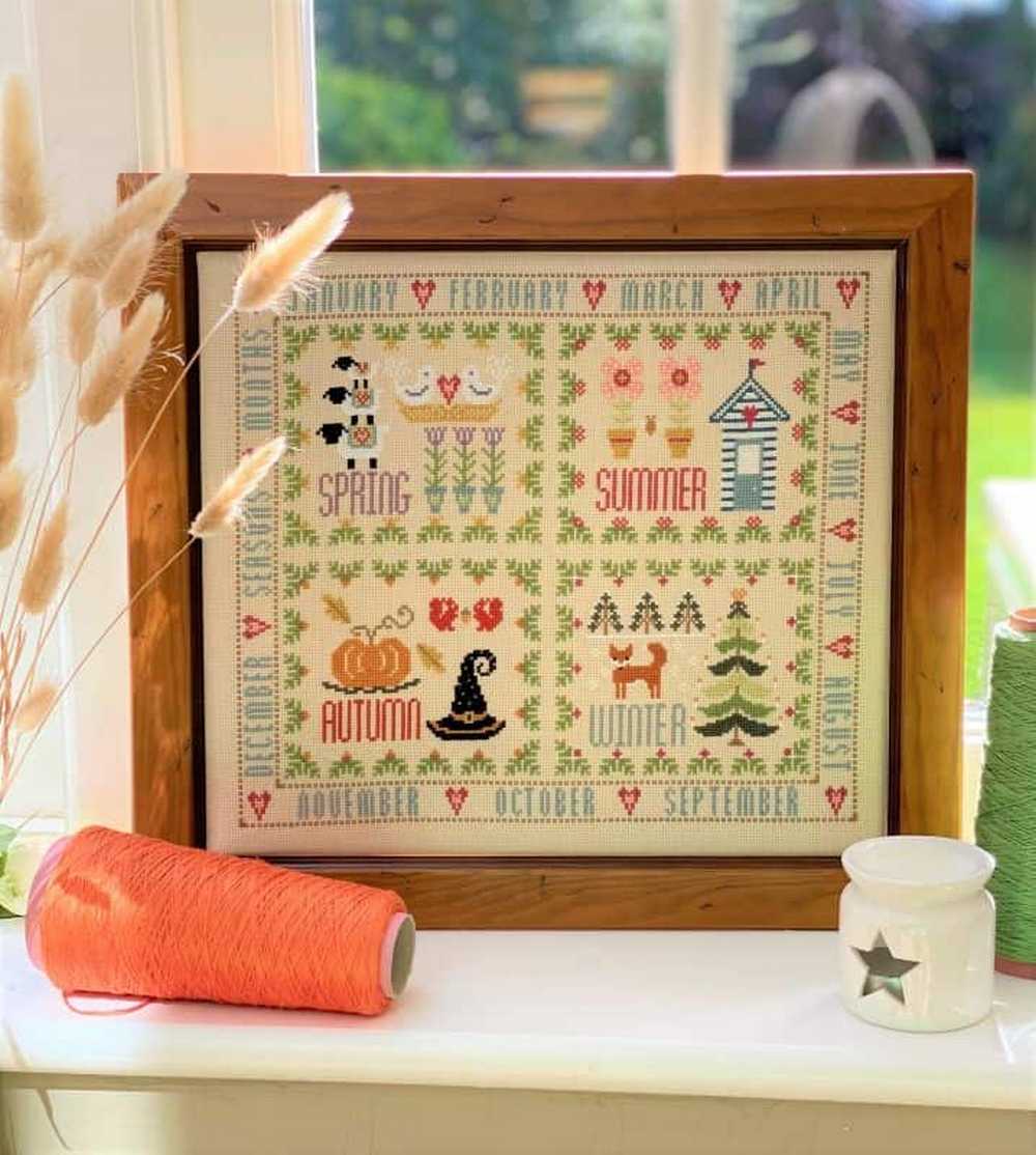 Four Seasons Sampler Cross Stitch Kit Historical Sampler Co