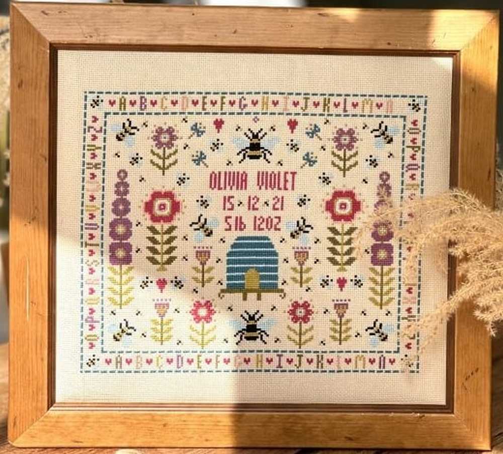 Garden Birth Sampler Counted Cross Stitch Kit Historical Sampler Co