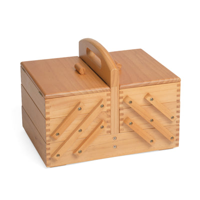 Cantilever Pine Wooden Sewing Box 3 Tier - Hobby Gift