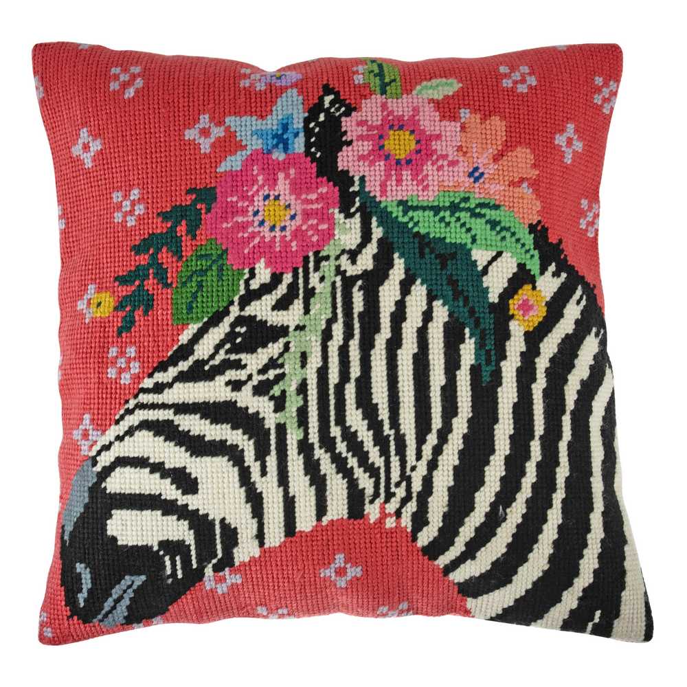 Zebra Printed Cushion Tapestry/Half Cross Stitch Kit ~ Trimits