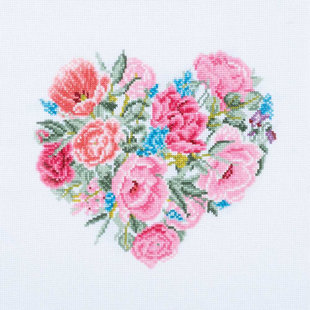 Floral Heart Cross Stitch Kit ~ Trimits