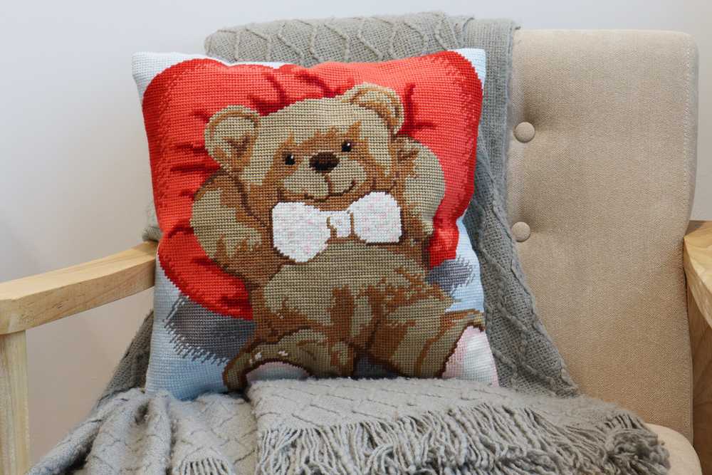 Ted Printed Cushion Tapestry/Half Cross Stitch Kit ~ Trimits