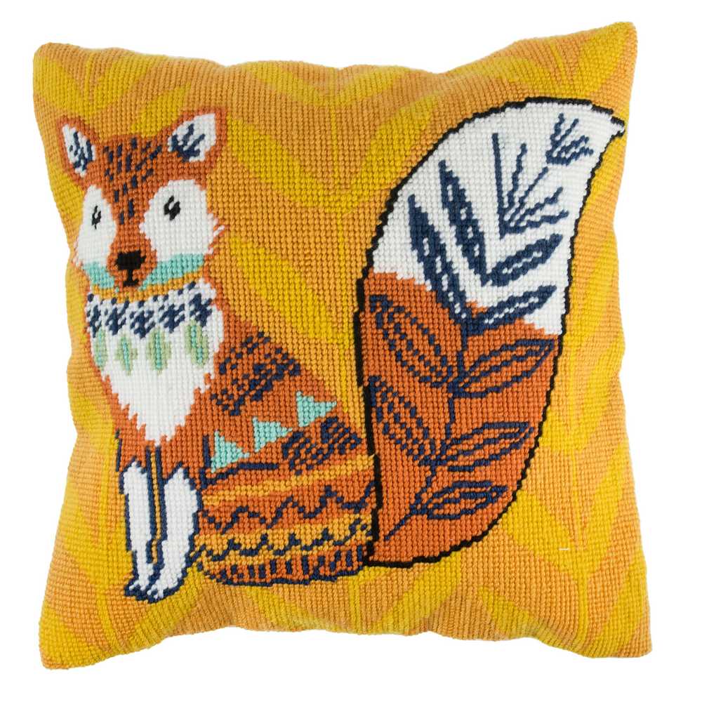 Fox Printed Cushion Tapestry/Half Cross Stitch Kit ~ Trimits