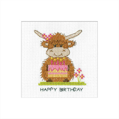Highland Birthday Cake Cross Stitch Card - Heritage Crafts